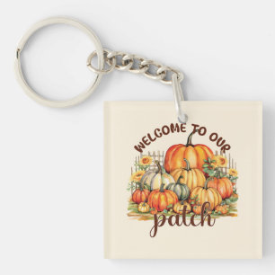 Welcome to Our Patch – Cosy Pumpkin Patch Key Ring