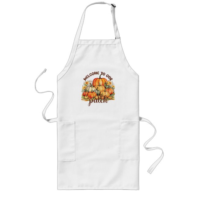 Welcome to Our Patch – Cosy Pumpkin Patch Long Apron (Front)