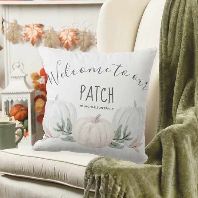 Welcome to our Patch Personalised Name Pumpkins Cushion (Creator Uploaded)