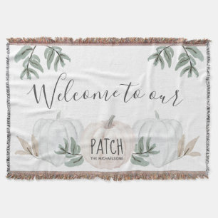 Welcome to our Patch Pumpkins with Name Autumn Throw Blanket