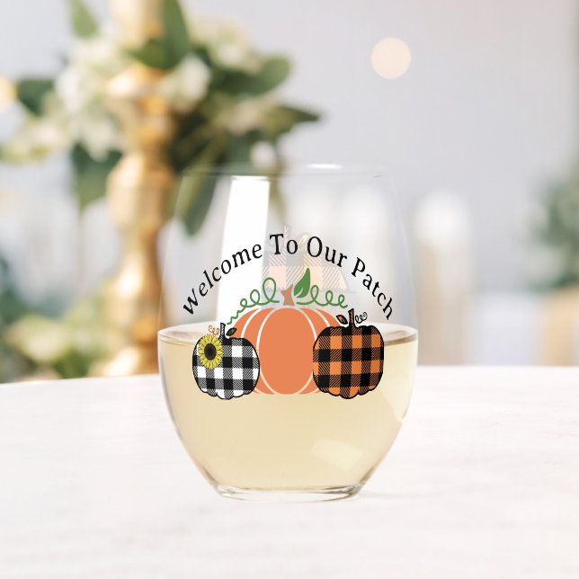 Welcome To Our Patch Stemless Wine Glass (Insitu (Wedding))