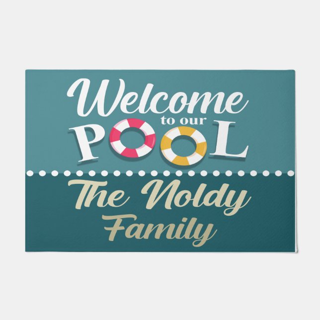 Welcome To Our Pool Doormat, Swimming Lover Doormat (Front)