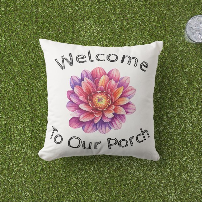 Welcome to our porch outdoor pillow (Grass)