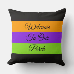Welcome To Our Porch / Tier / Halloween Colours /  Cushion