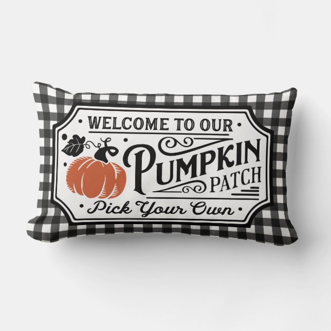 Welcome to our Pumpkin Patch | Farmhouse Lumbar Cushion (Front)
