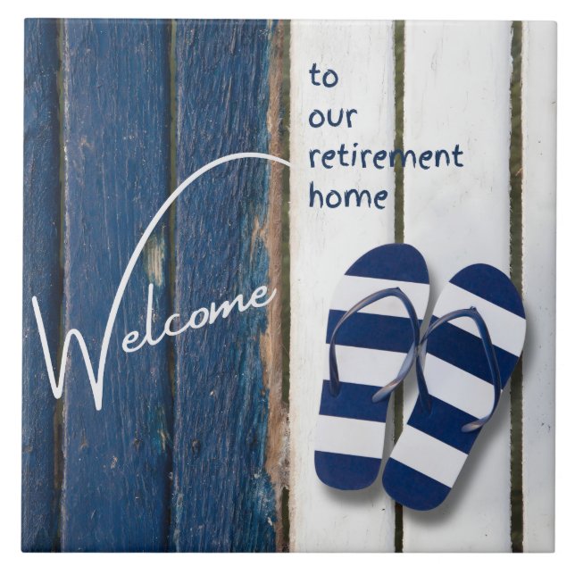 Welcome to our Retirement Home Coastal Themed Ceramic Tile (Front)