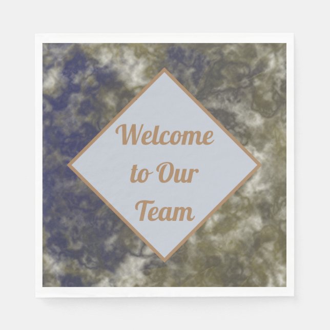 Welcome to Our Team Blue Gold Abstract Business Napkin (Front)