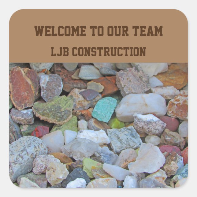 Welcome to Our Team Colourful Rocks New Employee Square Sticker (Front)