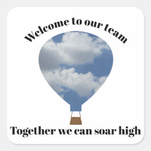 Welcome to Our Team Hot Air Balloon Onboarding Square Sticker