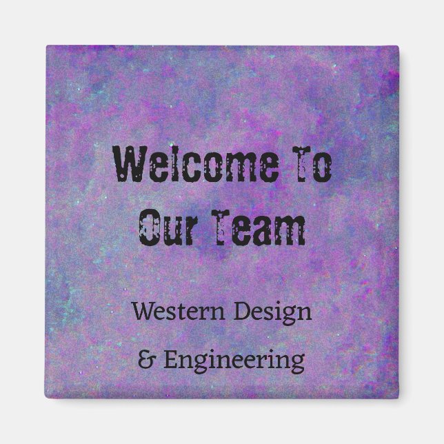Welcome To Our Team Purple Abstract Employee Magnet (Front)