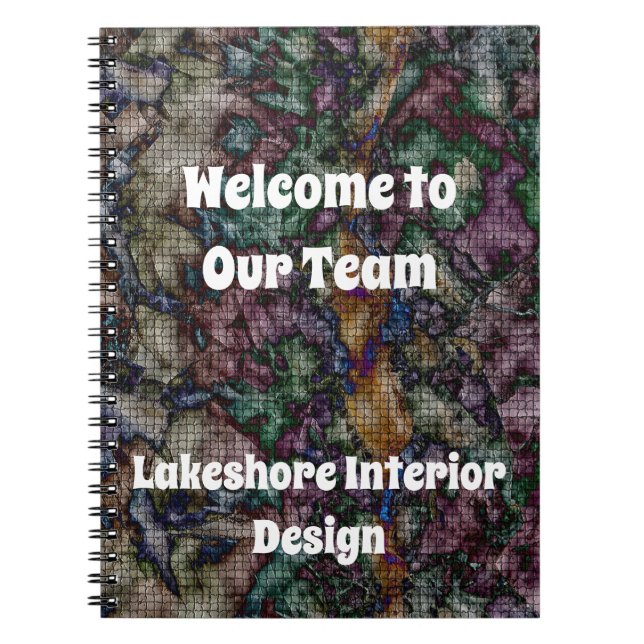 Welcome to Our Team Swirled Colourful Tiled Mosaic Notebook (Front)