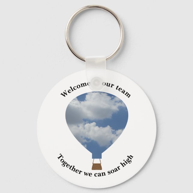 Welcome to Our Team Unique Hot Air Balloon Key Ring (Front)