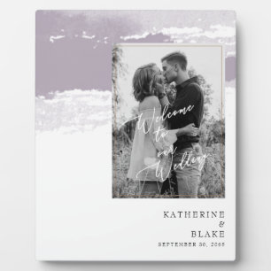 Welcome to our Wedding B/W Photo Lavender Plaque