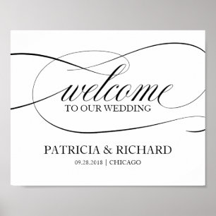 Welcome To Our Wedding Black Script Sign