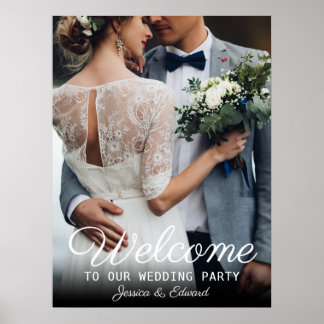 Welcome To Our Wedding Black White Chic Reception Poster