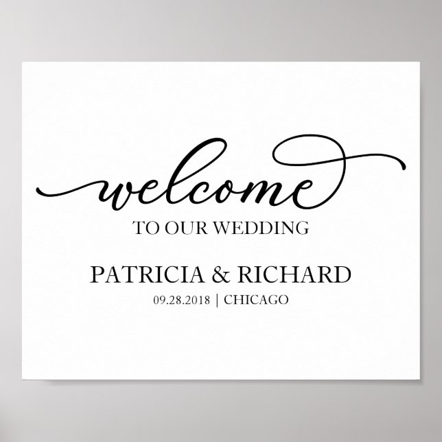Welcome To Our Wedding Chic Black Script Poster (Front)