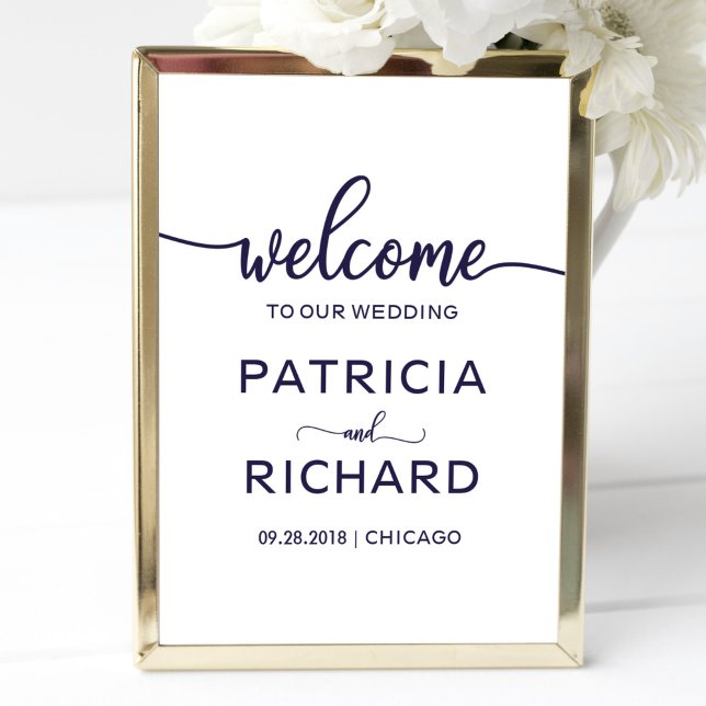 Welcome to our Wedding Chic Navy Blue Sign (Creator Uploaded)
