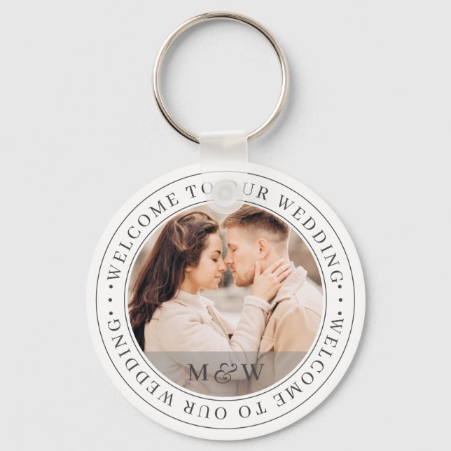 Welcome To Our Wedding Classic Custom Photo Key Ring (Front)