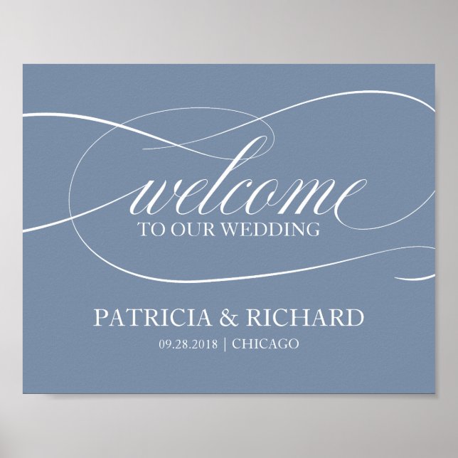 Welcome To Our Wedding Dusty Blue Sign (Front)
