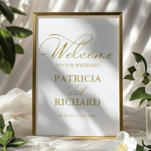 Welcome to our Wedding Elegant Gold Foil Sign