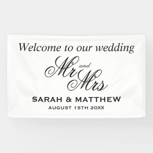 Welcome to our wedding elegant Mr and Mrs script Banner