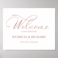 Welcome To Our Wedding Elegant Rose Gold Foil Sign