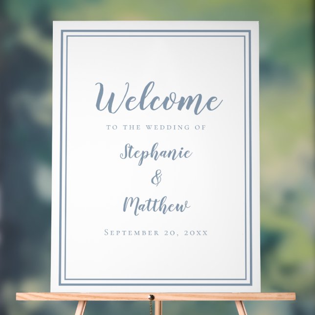 Welcome To Our Wedding Elegant Simple Dusty Blue Acrylic Sign (Neutral)