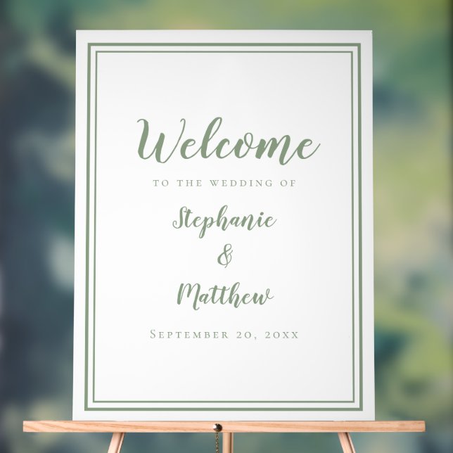 Welcome To Our Wedding Elegant Simple Sage Green Acrylic Sign (Neutral)