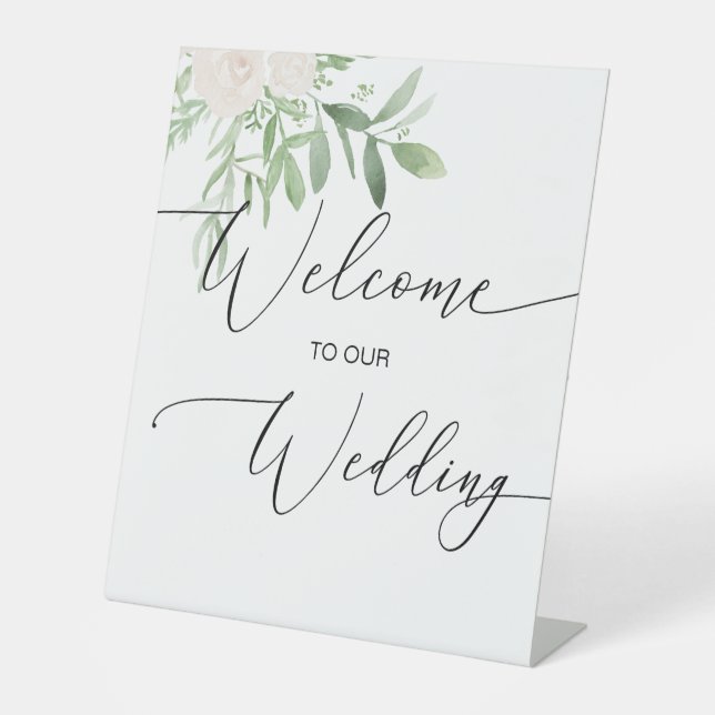 Welcome to our Wedding Floral Pedestal Sign (Front)