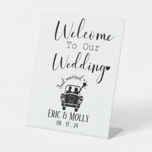 Welcome to Our Wedding Just Married Custom Pedestal Sign