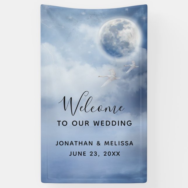Welcome to our Wedding Magical Swans Banner (Vertical)