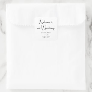 Welcome to our Wedding Minimal Script  Square Sticker