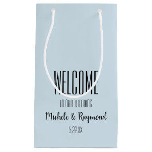 Welcome to Our Wedding PALE BLUE Gift Bags SMALL