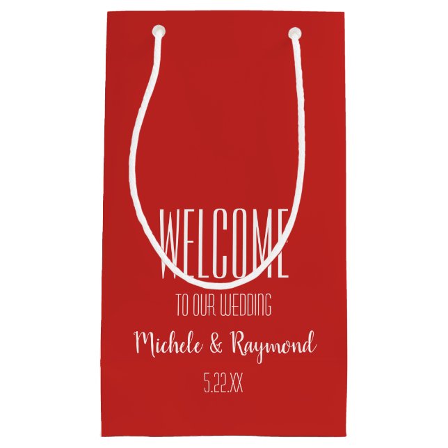 Welcome to Our Wedding RED Gift Bags SMALL (Front)