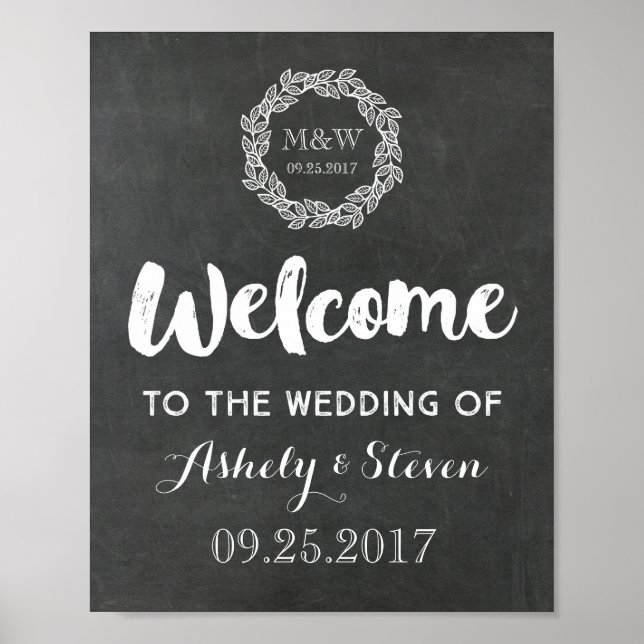 Welcome to our Wedding Sign Chalkboard Wreath (Front)