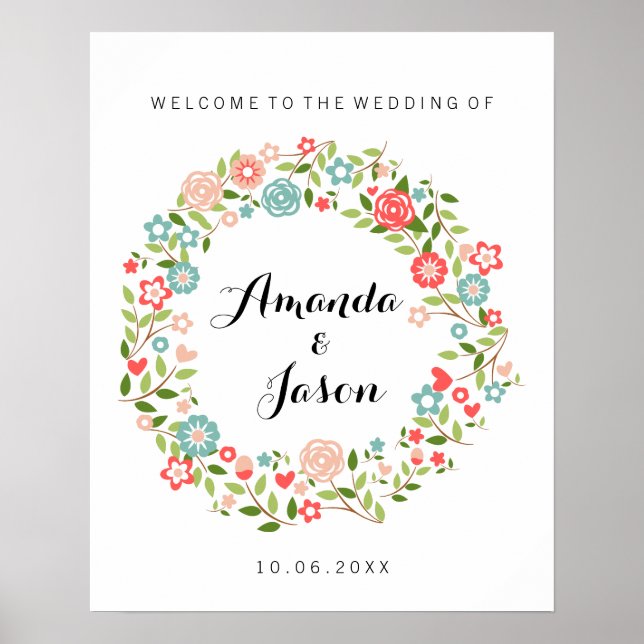 Welcome to our wedding sign | Floral | bothanical (Front)