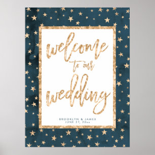 Welcome To Our Wedding Sign Gold Foil Stars