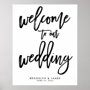 Welcome To Our Wedding Sign White And Black