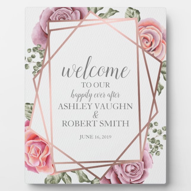 Welcome to our Wedding Signage Modern Rose Plaque (Front)