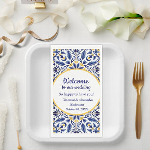 Welcome to our wedding spanish italian ceramics napkin