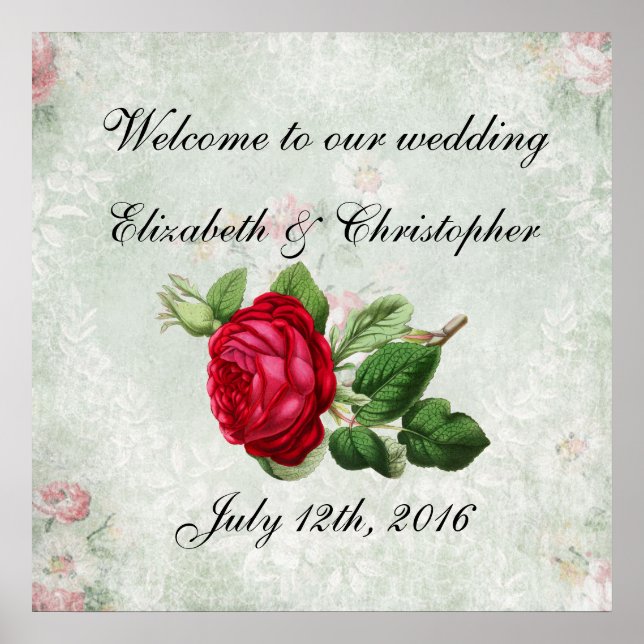 Welcome to our Wedding Vintage Red Rose Poster (Front)