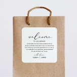 Welcome to our Wedding Welcome Bag Label Sticker<br><div class="desc">Elegant and Modern Welcome to our Wedding Label for Wedding Welcome Bag. Design features a minimalist style text layout. To make advanced changes,  please select "Click to customise further" option under Personalise this template.</div>