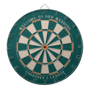 Welcome to Our Wedding Welcome Sign Teal & Gold Dartboard