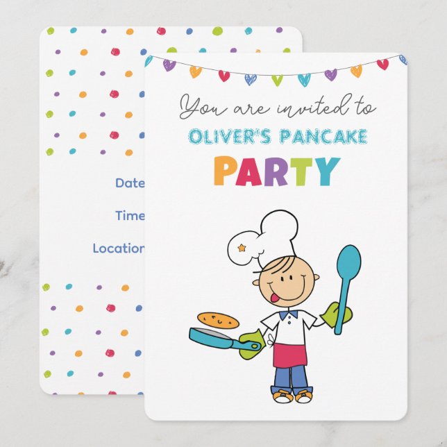 Welcome to Pancake Party invitation (Front/Back)