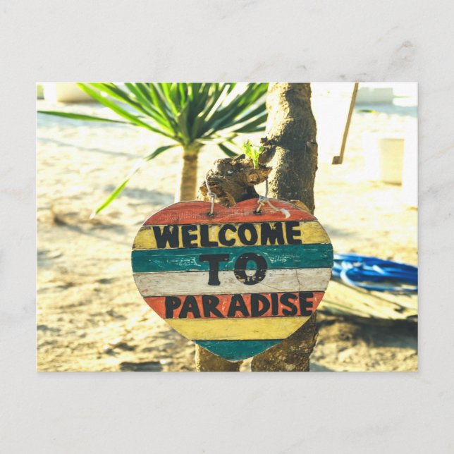 Welcome to paradise Beach Ocean Postcard (Front)