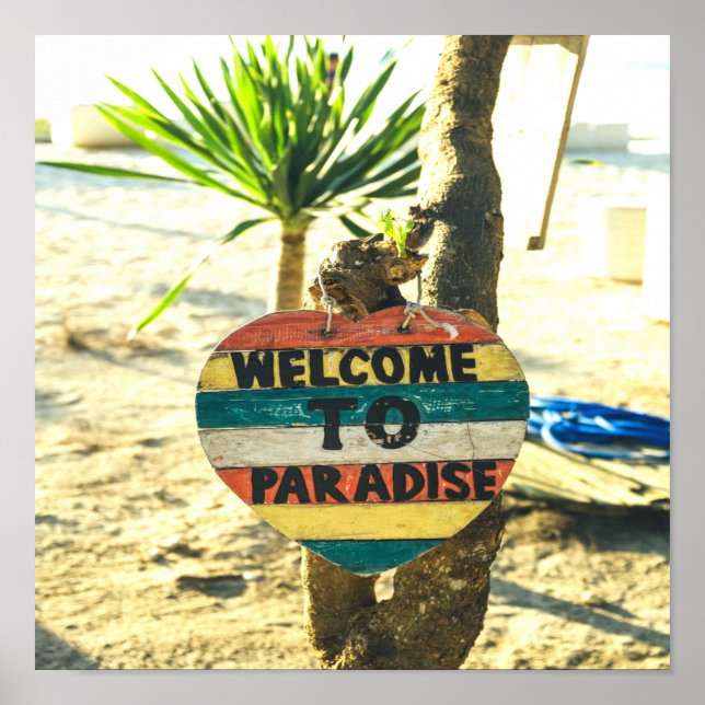 Welcome to paradise Beach Ocean Poster (Front)