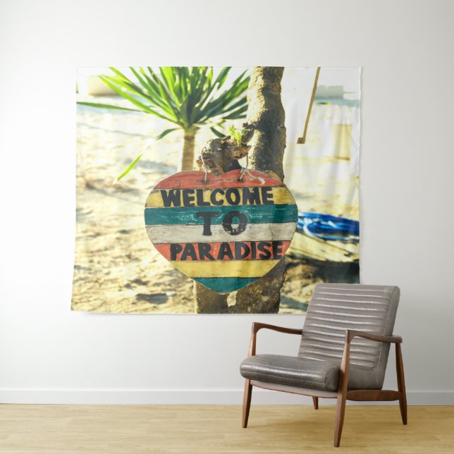 Welcome to paradise Beach Ocean Tapestry (In Situ (Horizontal))