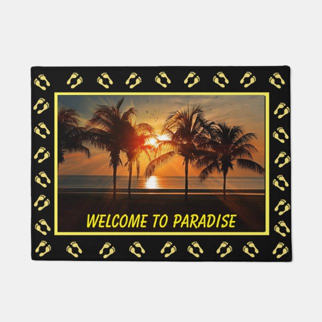Welcome to Paradise Island Sunset Doormat (Front)