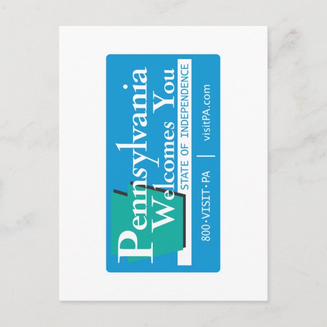 Welcome to Pennsylvania - USA Road Sign Postcard (Front)