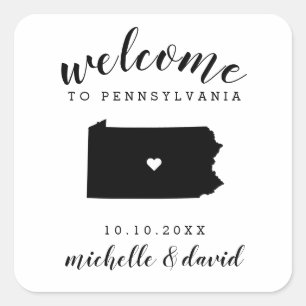 Welcome to Pennsylvania   Wedding custom favour Square Sticker